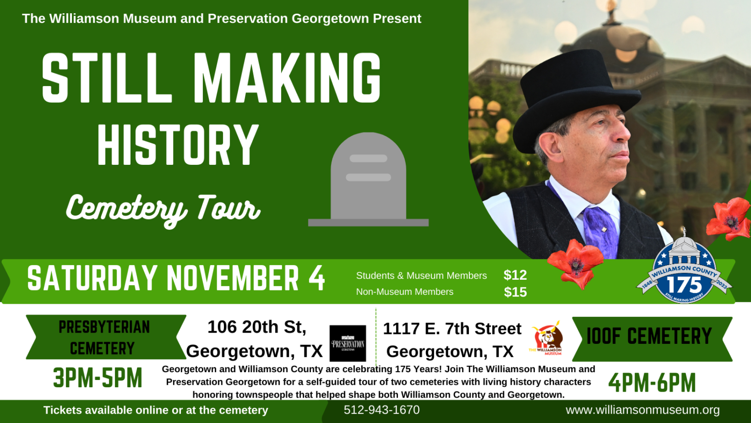 Still Making History Cemetery Tour November 4, 2024 Williamson Museum